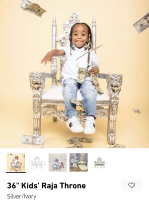 Kid’s Raja Throne Chair Silver/Ivory